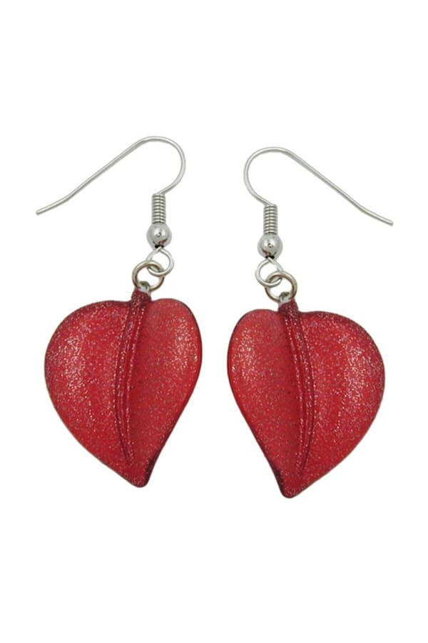 Hook Earrings Leaf Bead Red - GL00826