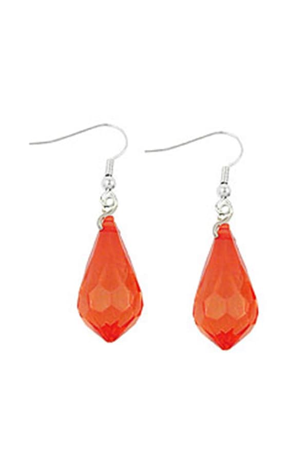 Hook Earrings Transparent Red Grinded - GL00732