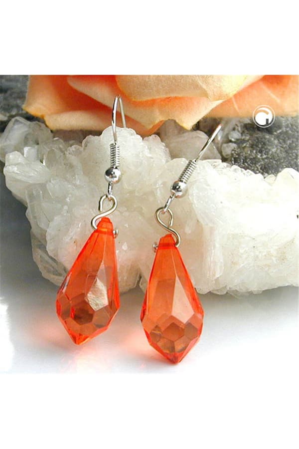 Hook Earrings Transparent Red Grinded - GL00732
