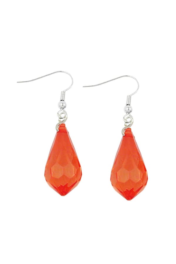 Hook Earrings Transparent Red Grinded - GL00732
