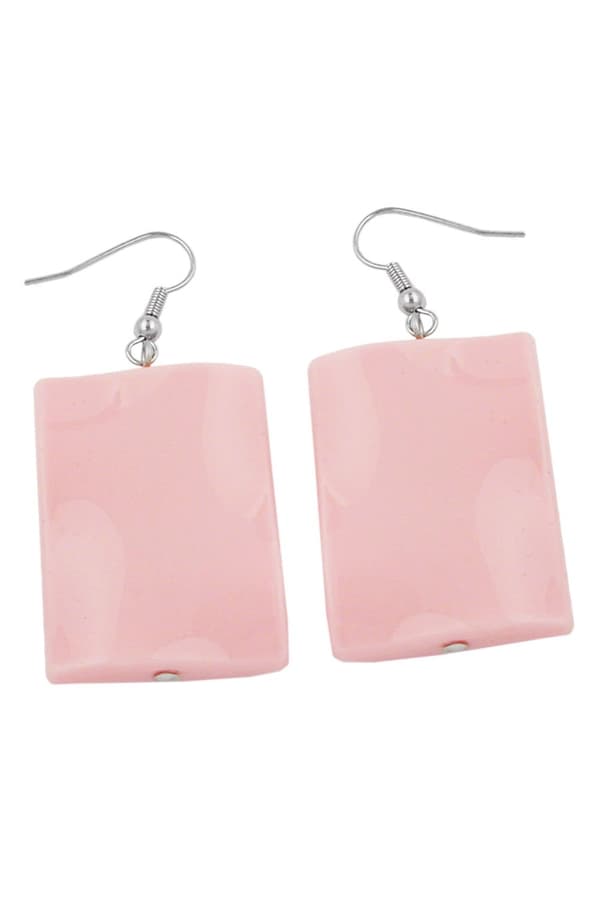 Hook Earrings Pillow Bead Pink - GL00719