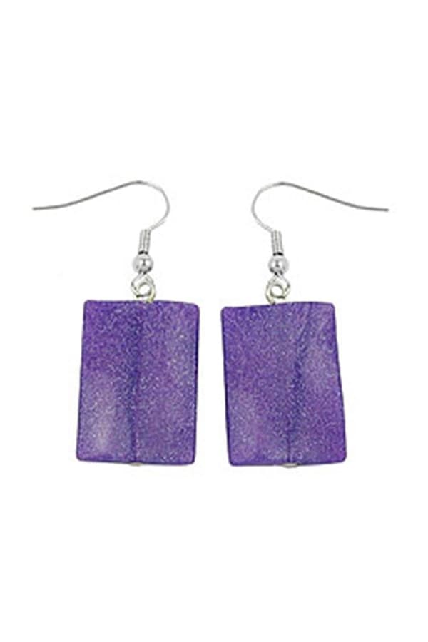 Hook Earrings Pillow Bead Purple - GL00677