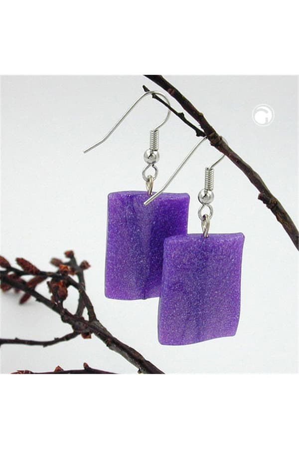Hook Earrings Pillow Bead Purple - GL00677
