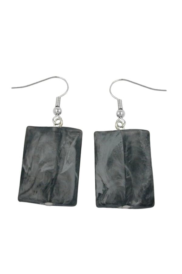 Hook Earrings Pillow Bead Black Grey - GL00675