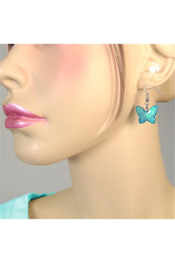 Hook Earrings Butterfly Light Blue - GL00564