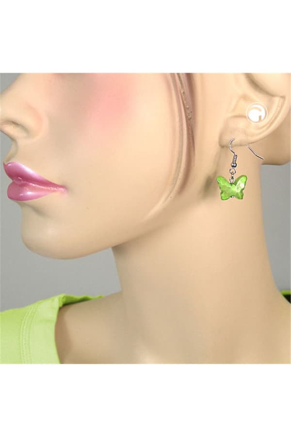 Hook Earrings Butterfly Green - GL00561