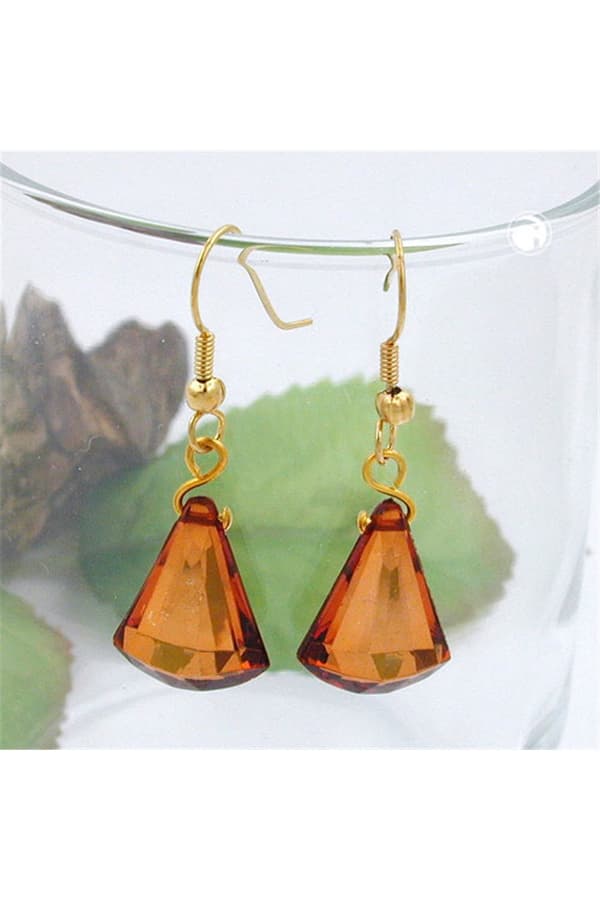 Hook Earrings Grinded Flat Cone Brown - GL00303