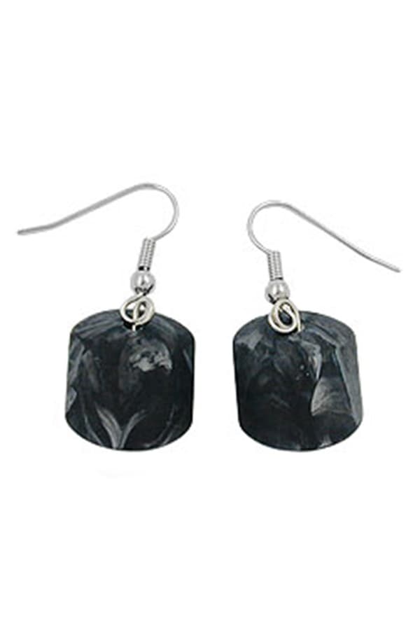 Hook Earrings Grey Black Marbled Beads - GL00067