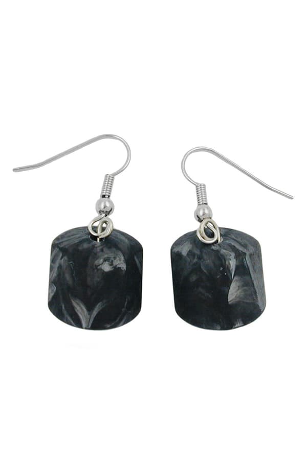 Hook Earrings Grey Black Marbled Beads - GL00067