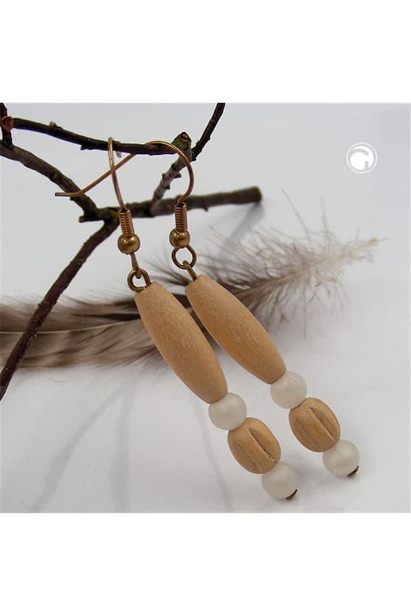 Leverback Earrings Wooden Bright - GL02918