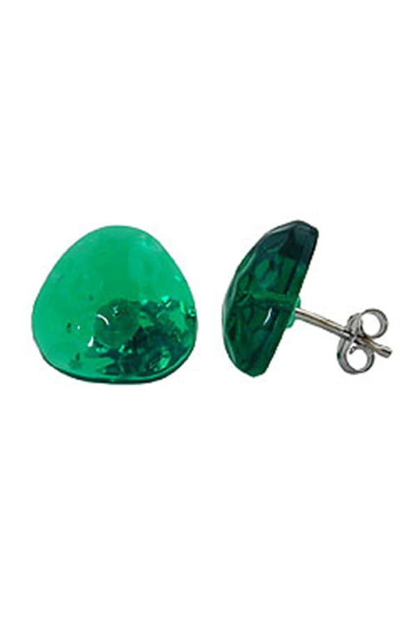 Stud Earrings Green Transparent 14mm - GL06695