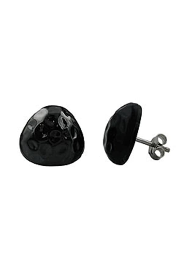 Stud Earrings Triangle Hammered Black - GL03186