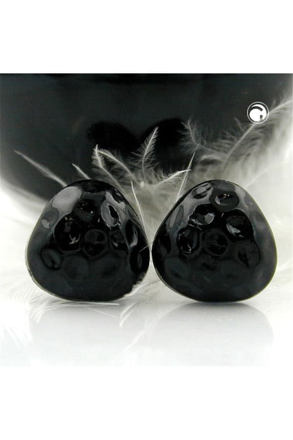 Stud Earrings Triangle Hammered Black - GL03186