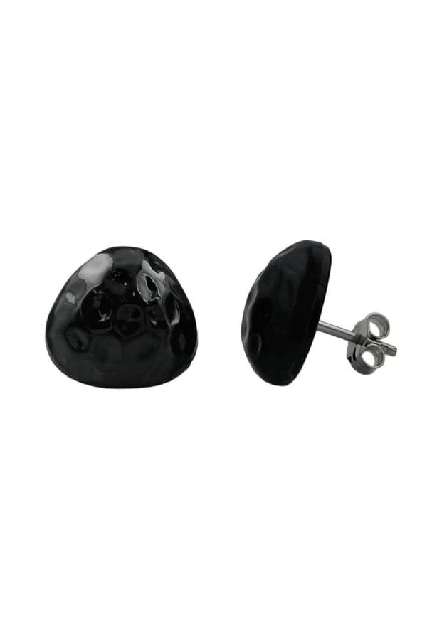 Stud Earrings Triangle Hammered Black - GL03186