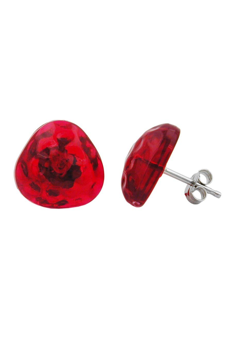 STUD EARRINGS RED TRANSPARENT
