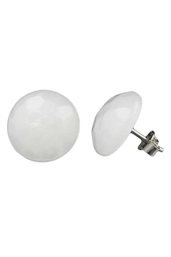 Stud Earrings Hammered White Cream - GL02216