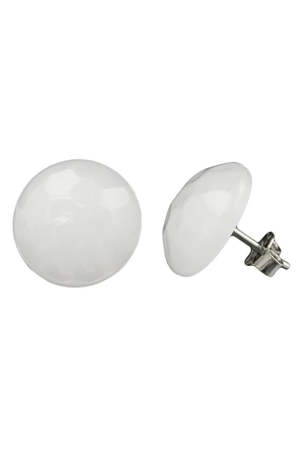 Stud Earrings Hammered White Cream - GL02216