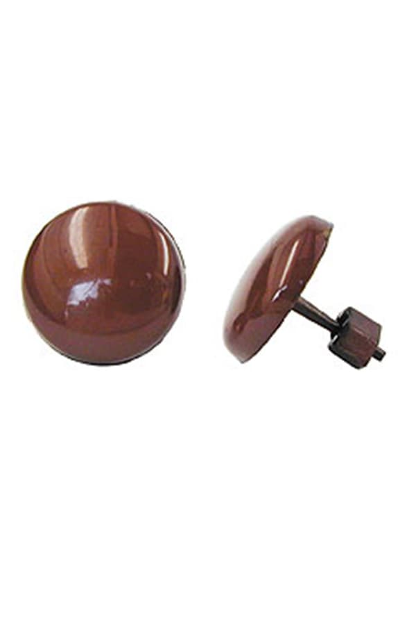 Stud Earrings Plastic Round Dark Brown - GL01827