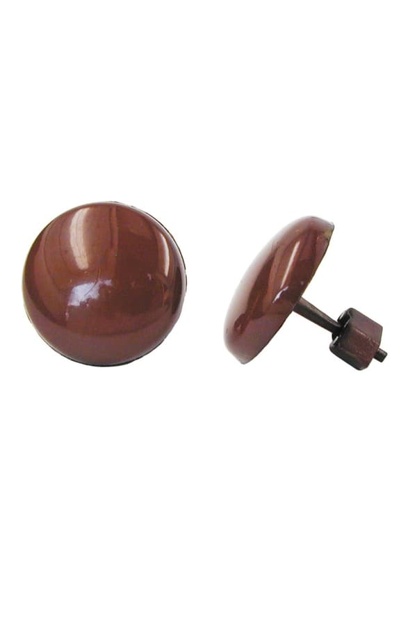 Stud Earrings Plastic Round Dark Brown - GL01827