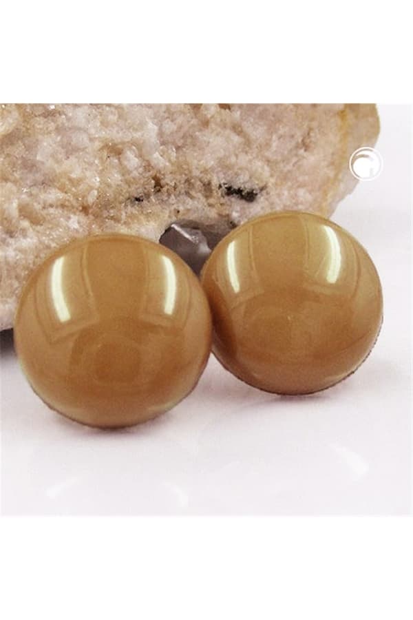 Stud Earrings Plastic Round Light Brown - GL01825