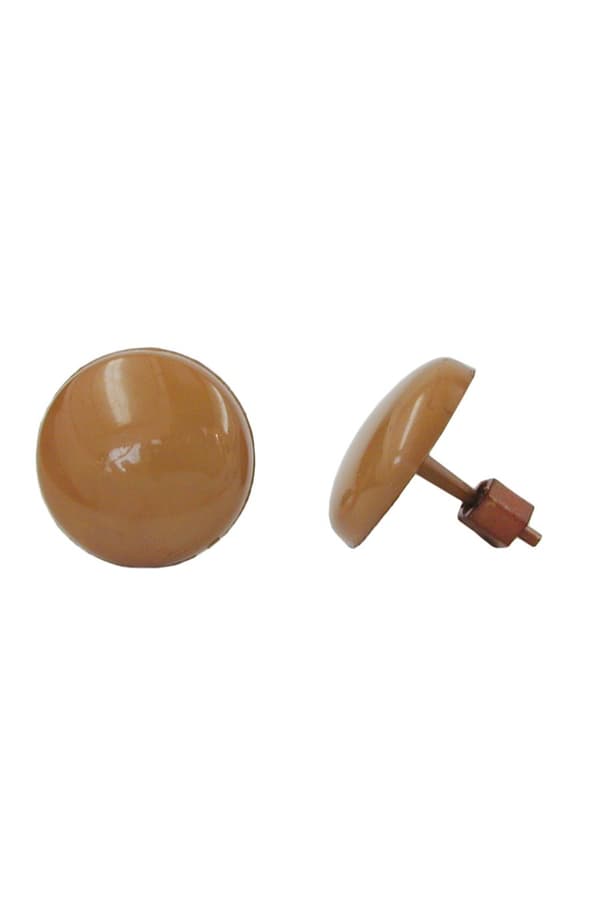Stud Earrings Plastic Round Light Brown - GL01825