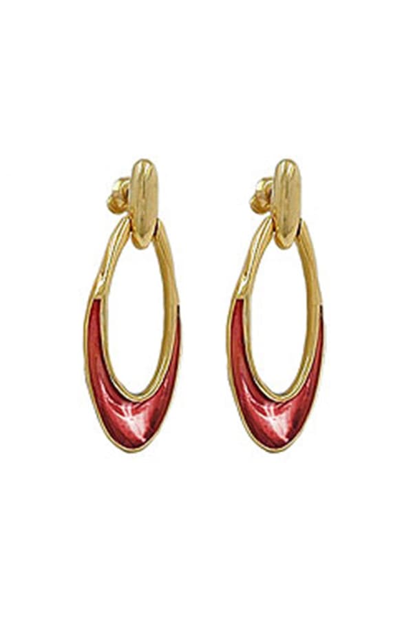 Earrings Dangling Rust Red Gold Coloured - GL00896