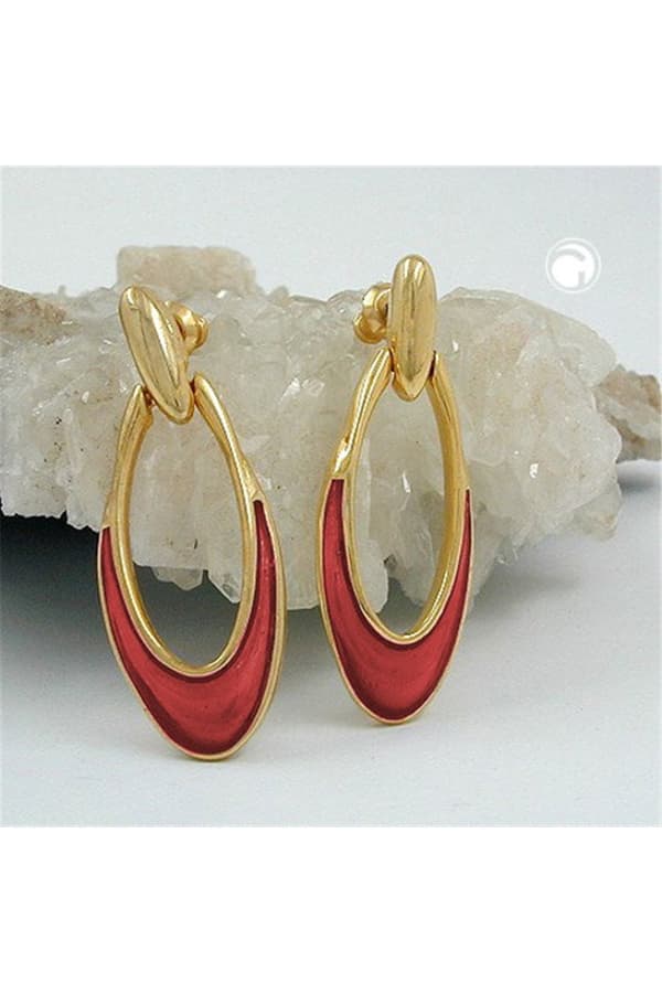 Earrings Dangling Rust Red Gold Coloured - GL00896