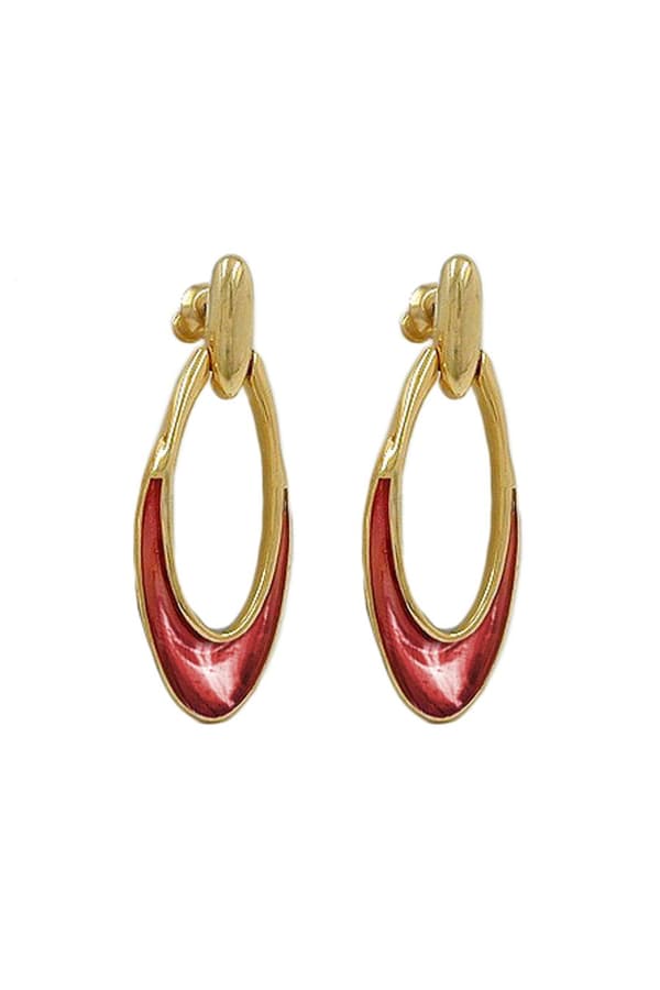 Earrings Dangling Rust Red Gold Coloured - GL00896