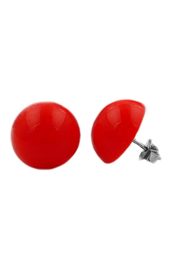 Stud Earrings Red Glossy 13mm - GL00604