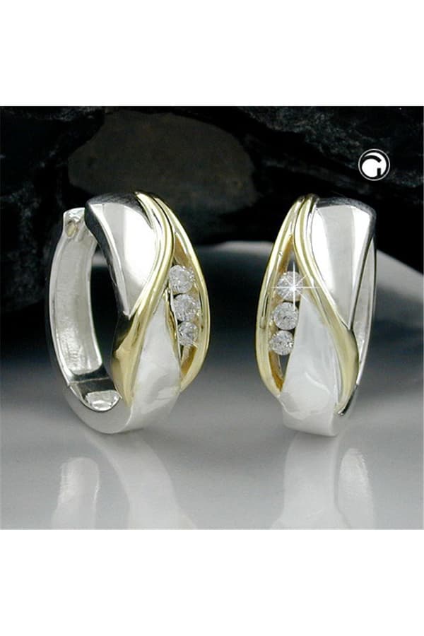 Hoop Earrings Bi-Coloured & Zirconia Silver 925 - GL91713