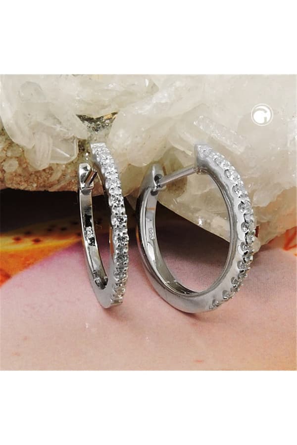 Hoop Earrings Zirconia White Silver 925 - GL93787