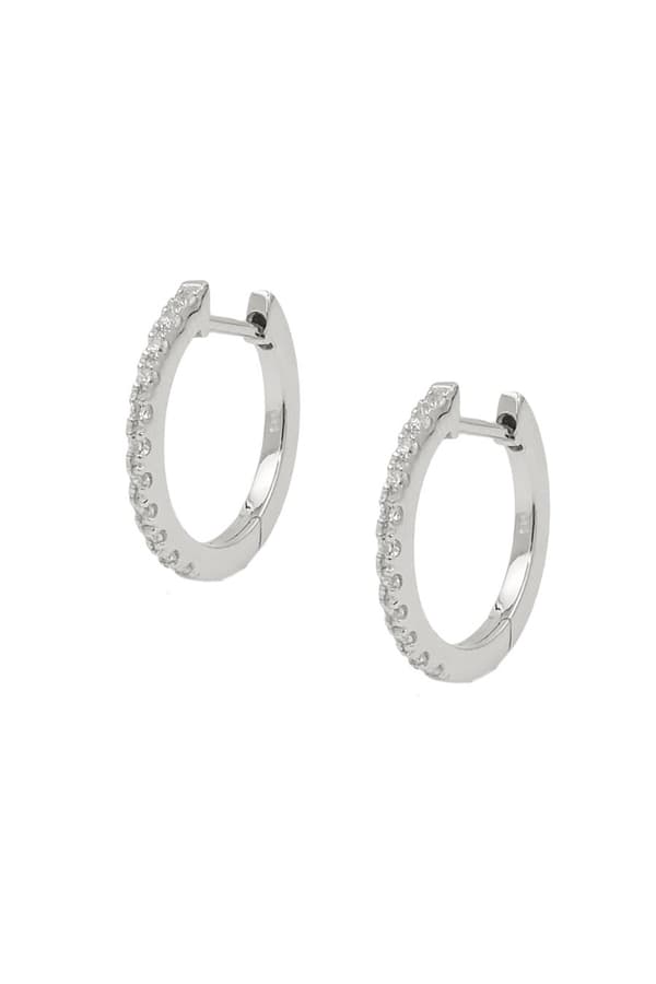 Hoop Earrings Zirconia White Silver 925 - GL93787