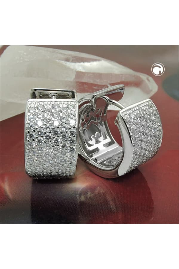Hoop Earrings Zirconia-White Silver 925 - GL93885