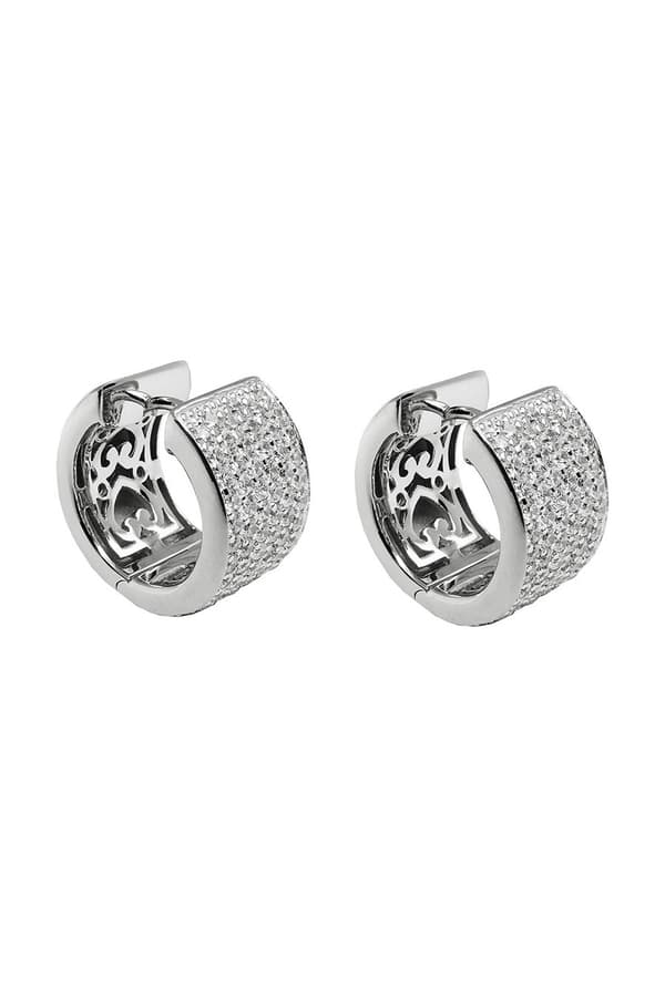 Hoop Earrings Zirconia-White Silver 925 - GL93885