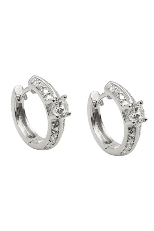 Hoop Earrings Zirconia-White Silver 925 - GL93917