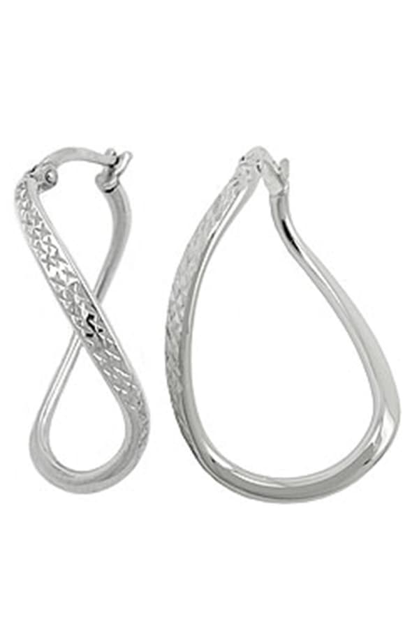Hoop Earrings Oval & Twisted Silver 925 - GL93300