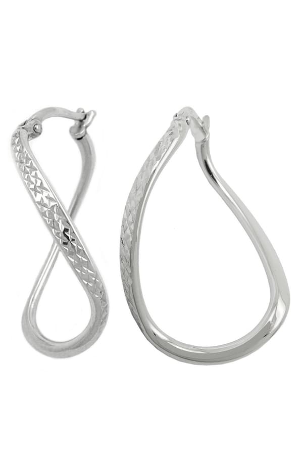 Hoop Earrings Oval & Twisted Silver 925 - GL93300
