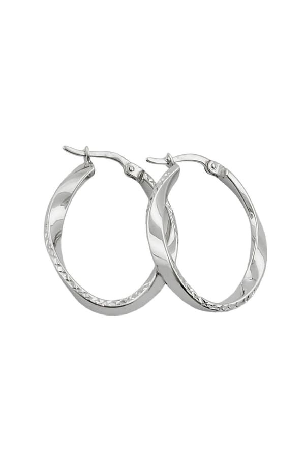 Hoop Earrings Oval & Twisted Silver 925 - GL91519