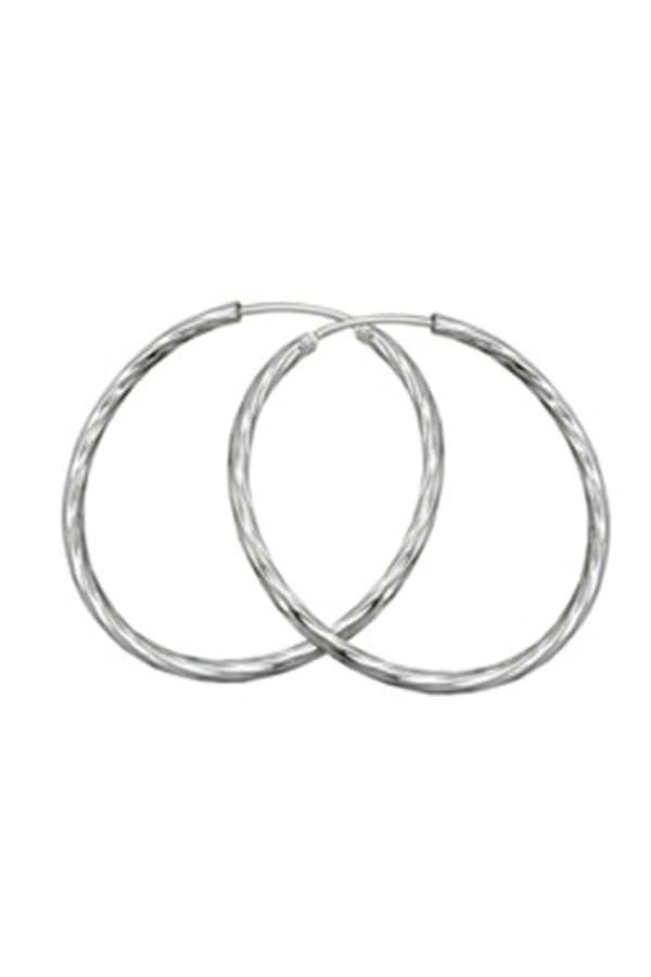 Hoop Earrings 35mm Diamond Cut Silver 925 - GL91468