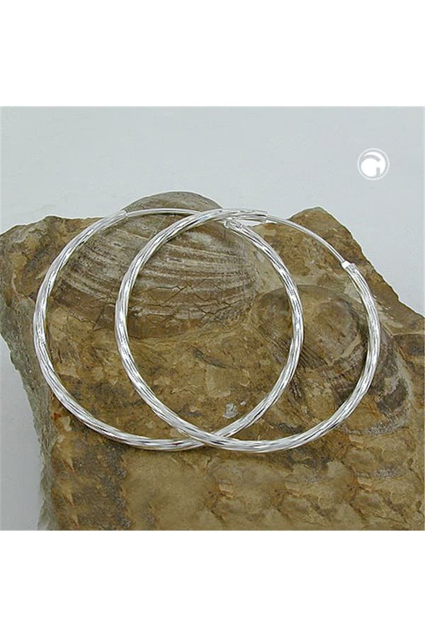 Hoop Earrings 35mm Diamond Cut Silver 925 - GL91468