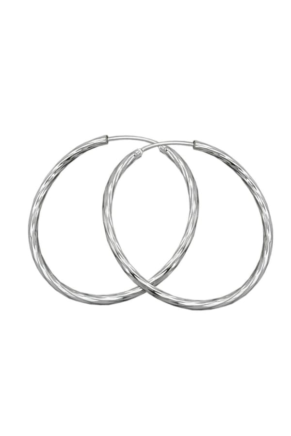 Hoop Earrings 35mm Diamond Cut Silver 925 - GL91468