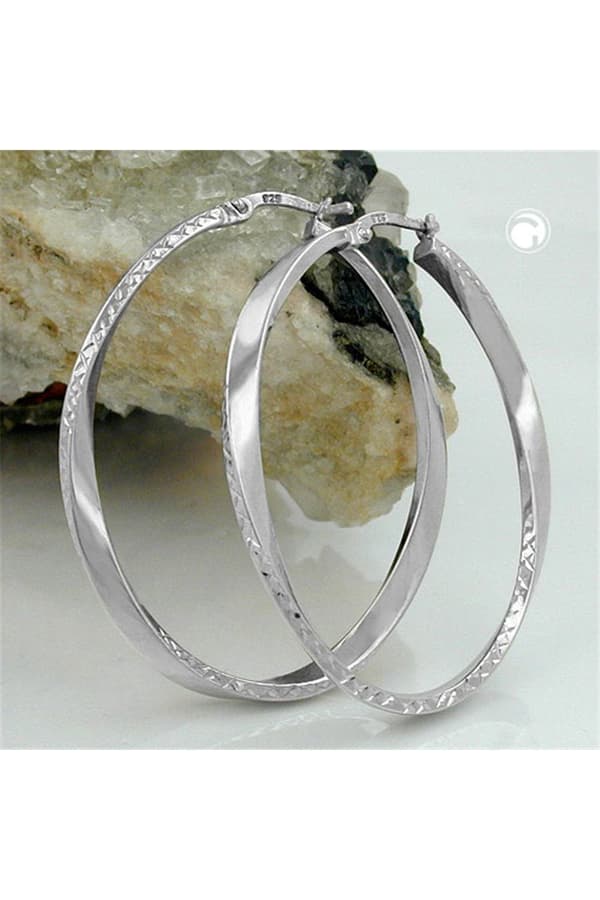 Hoop Earrings Oval Shape Silver 925 - GL91101