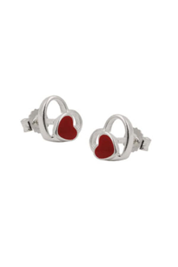 Earrings Studs Red Heart Silver 925 - GL93476