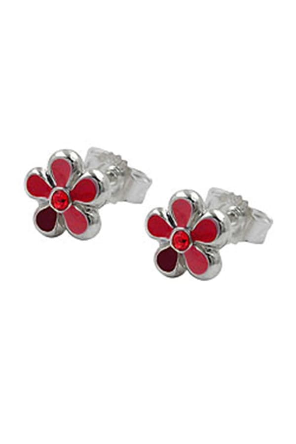 Earstuds Flower Red Silver 925 - GL91961