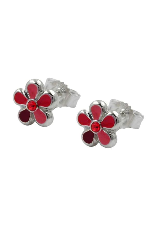 Earstuds Flower Red Silver 925 - GL91961