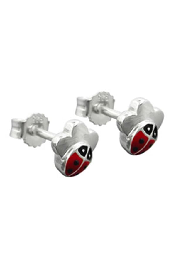 Studs Ladybird On Flower Silver 925 - GL91704