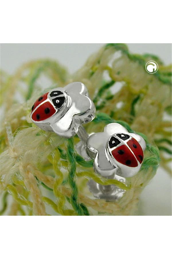 Studs Ladybird On Flower Silver 925 - GL91704