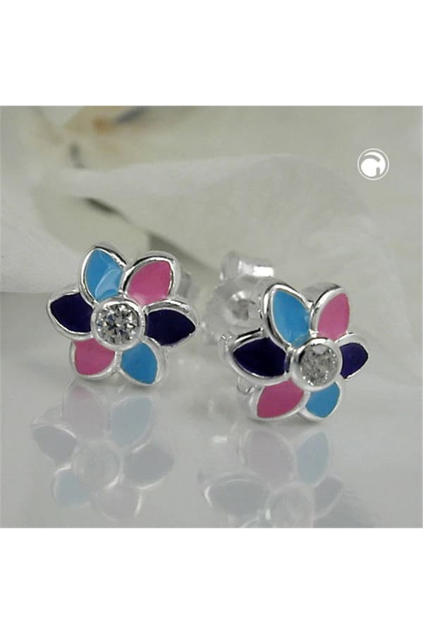 Earrings Flower Multicolor Silver 925 - GL91681