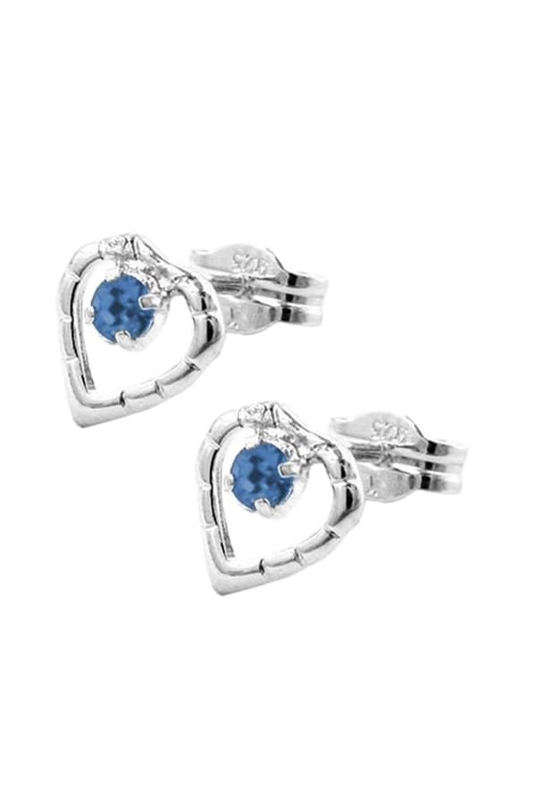 Earring Stud Heart Blue Silver 925 - GL90747