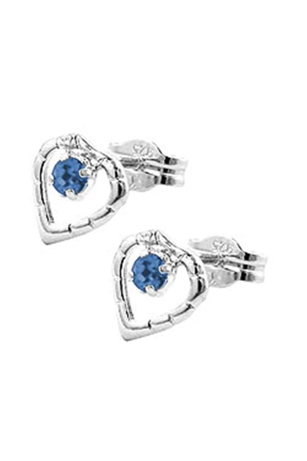 Earring Stud Heart Blue Silver 925 - GL90747
